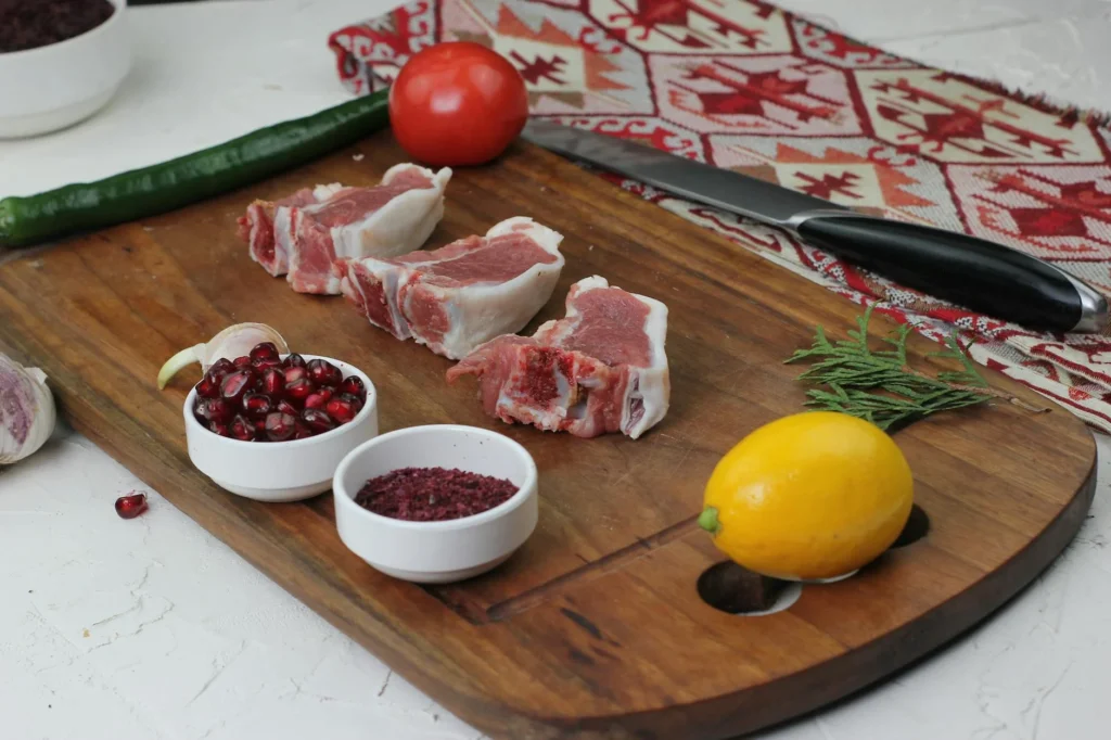 Raw Lamb Meat Knife Cutting Board